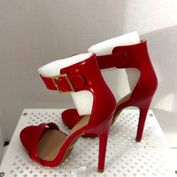 Dream Pairs Red 4.5 Inch High Heel Sandals Size 6 shoes Patent Leather Open Toe - Picture 4 of 7